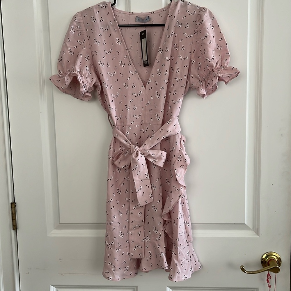 Eight Paris pink Bud out Floral Mini Dress M NWT